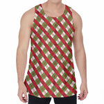 Merry Christmas Plaid Pattern Print Men's Velvet Tank Top