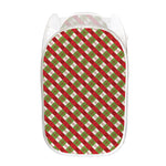 Merry Christmas Plaid Pattern Print Mesh Laundry Hamper