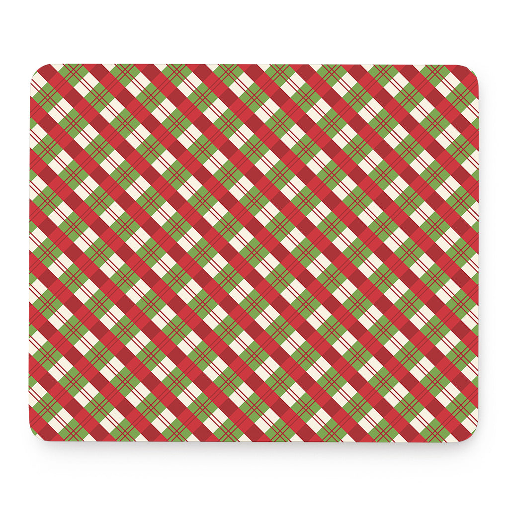 Merry Christmas Plaid Pattern Print Mouse Pad