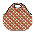 Merry Christmas Plaid Pattern Print Neoprene Lunch Bag