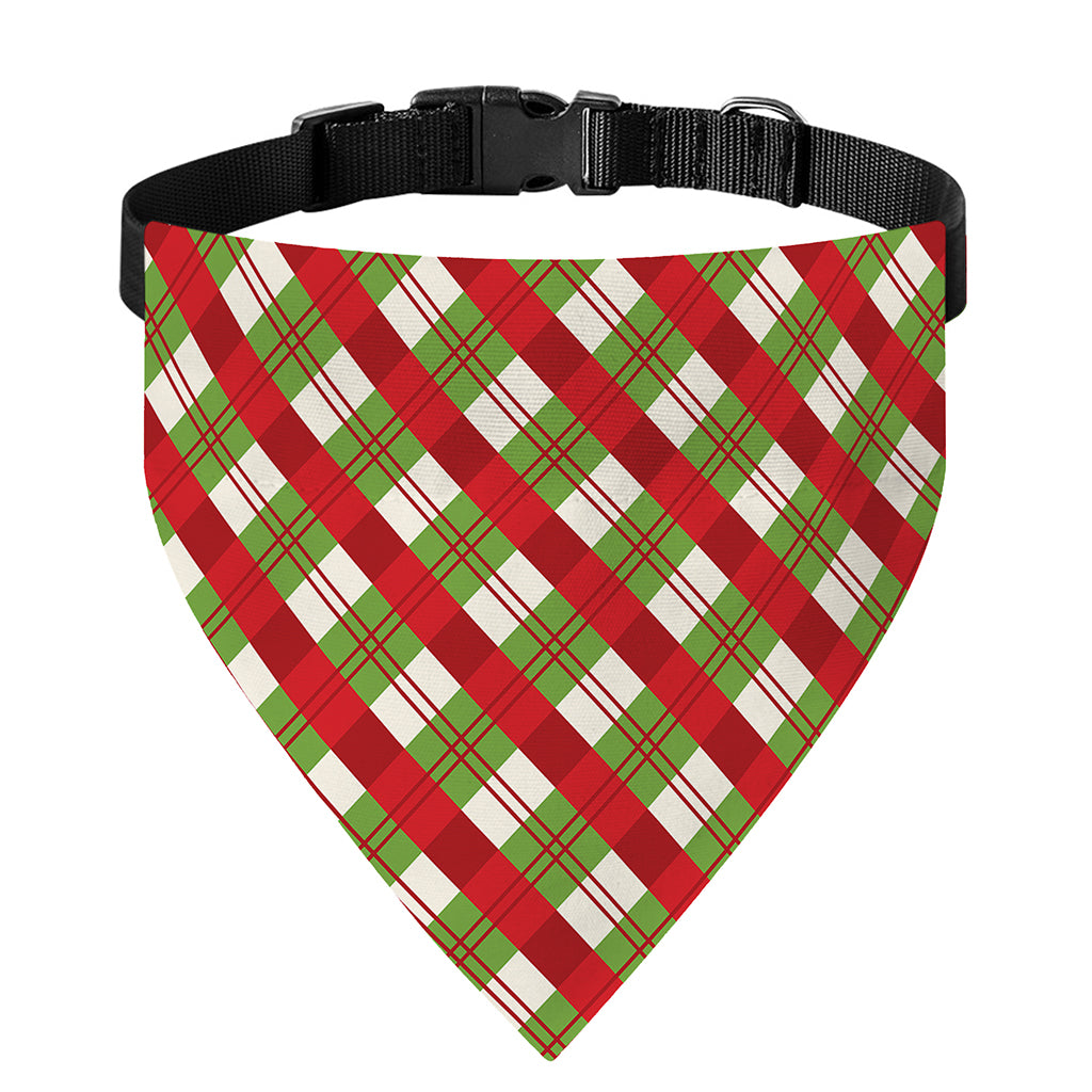 Merry Christmas Plaid Pattern Print Over The Collar Dog Bandana