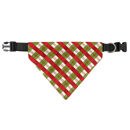 Merry Christmas Plaid Pattern Print Over The Collar Dog Bandana
