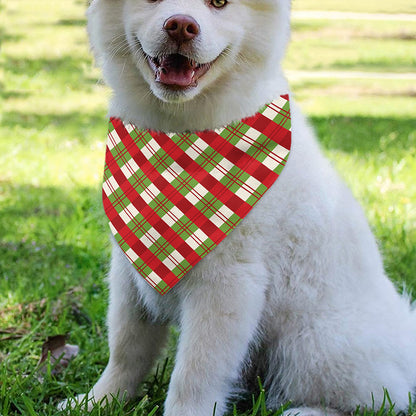 Merry Christmas Plaid Pattern Print Over The Collar Dog Bandana