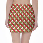Merry Christmas Plaid Pattern Print Pencil Mini Skirt