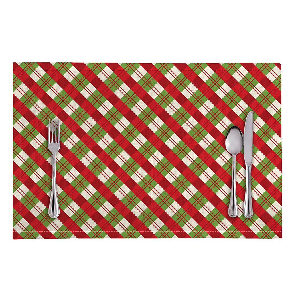 Merry Christmas Plaid Pattern Print Placemat