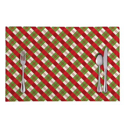 Merry Christmas Plaid Pattern Print Placemat