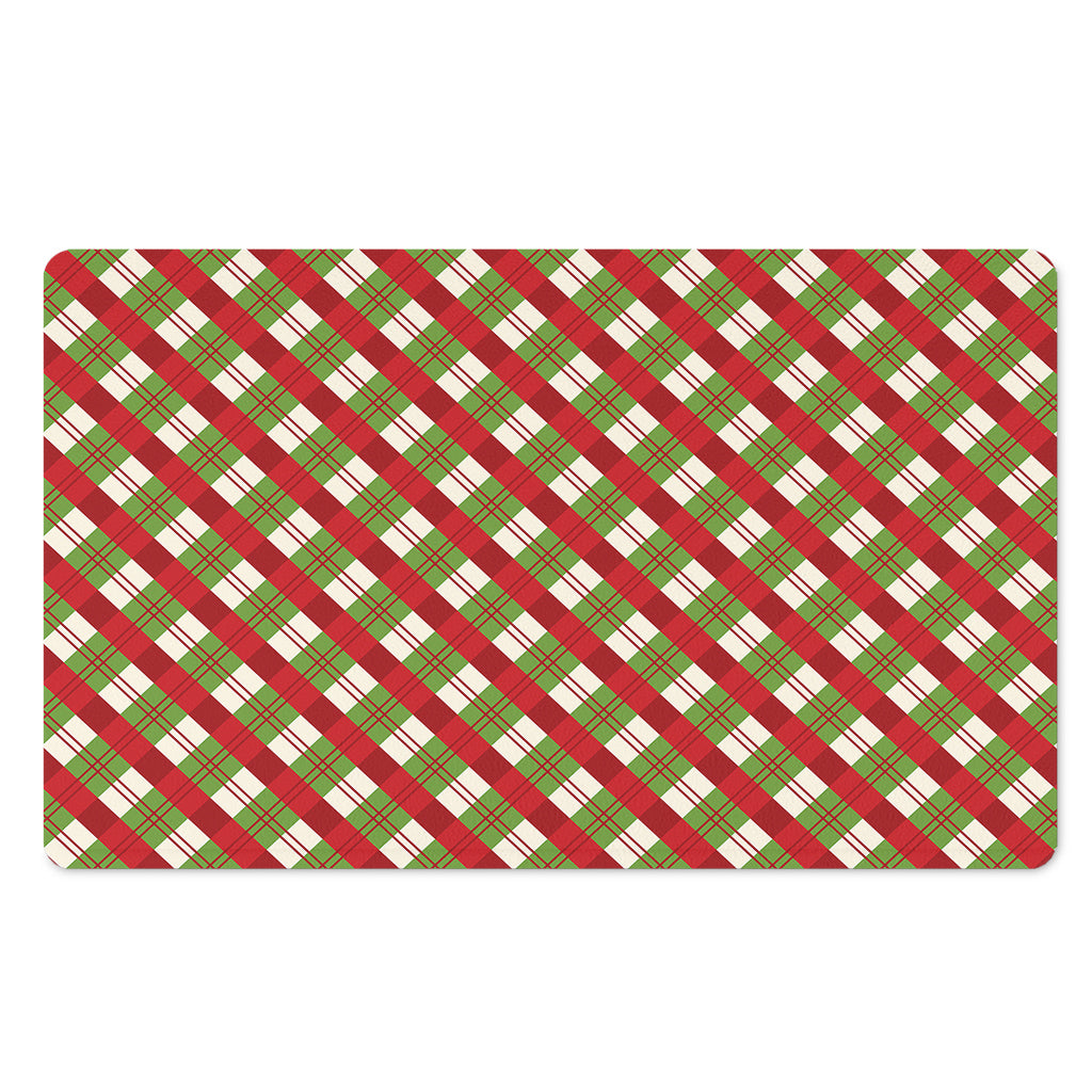 Merry Christmas Plaid Pattern Print Polyester Doormat