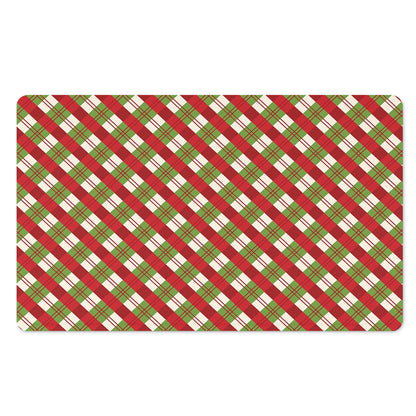 Merry Christmas Plaid Pattern Print Polyester Doormat