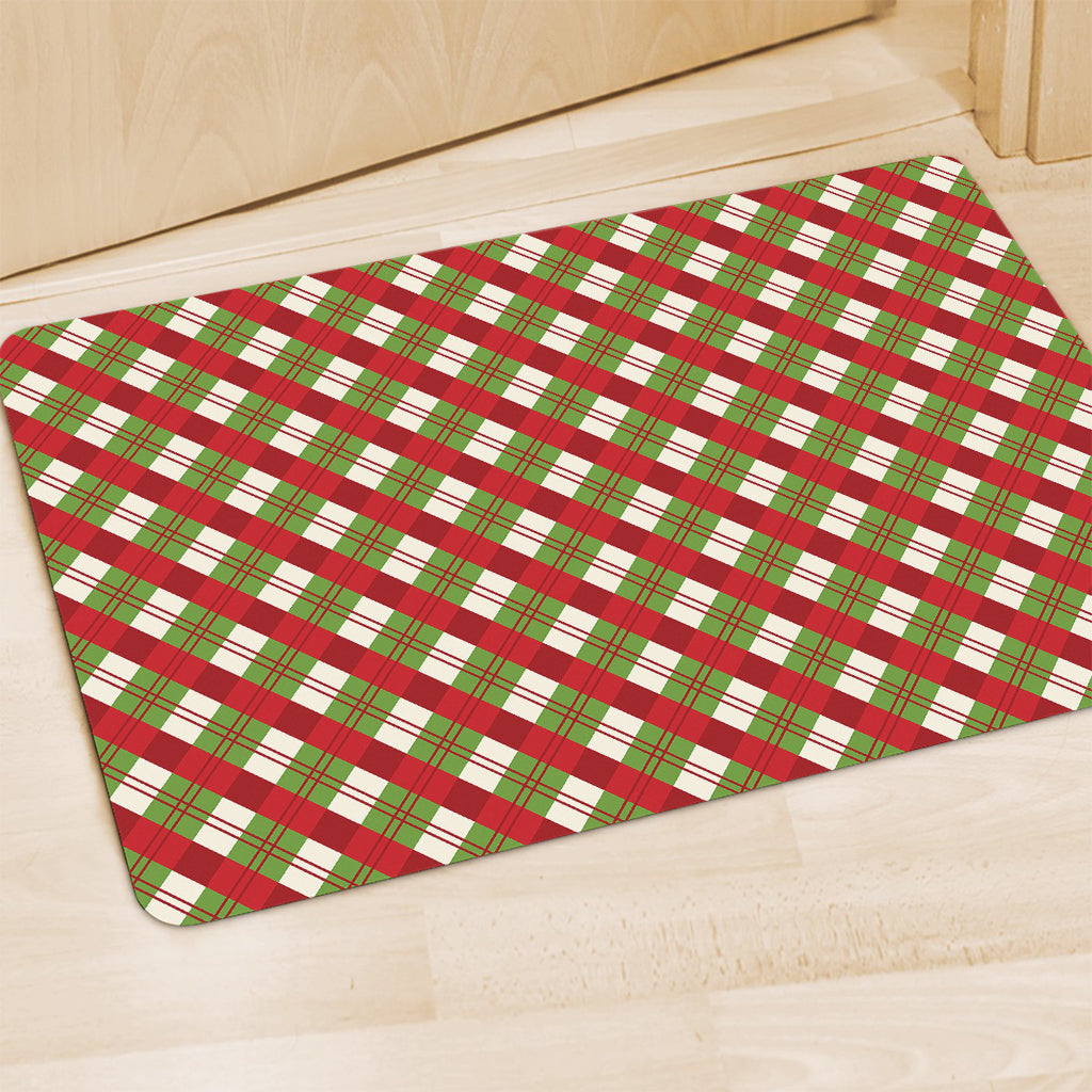 Merry Christmas Plaid Pattern Print Polyester Doormat