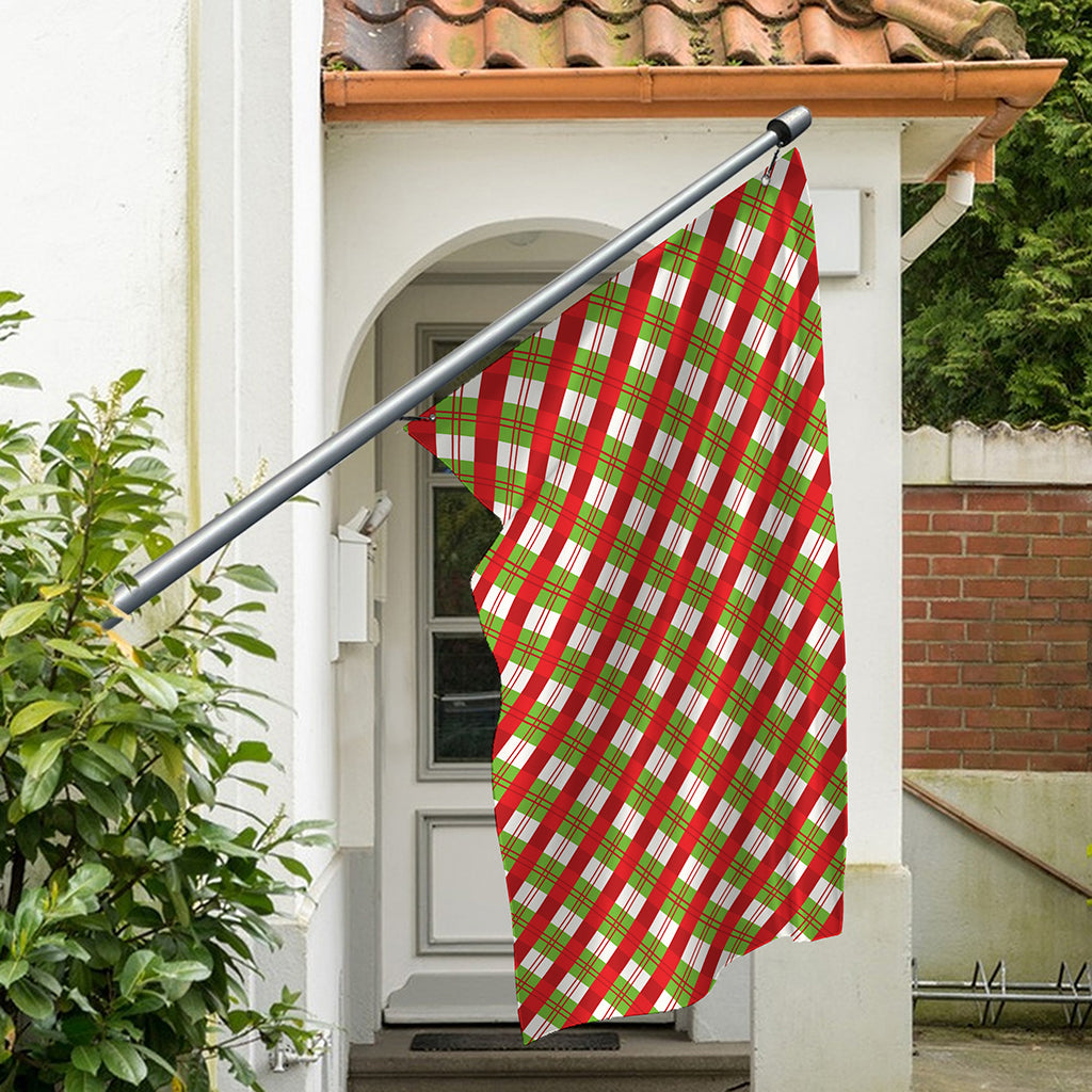 Merry Christmas Plaid Pattern Print Polyester Flag