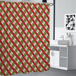 Merry Christmas Plaid Pattern Print Premium Shower Curtain