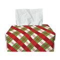 Merry Christmas Plaid Pattern Print Rectangle Tissue Box Cover