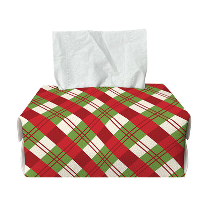 Merry Christmas Plaid Pattern Print Rectangle Tissue Box Cover