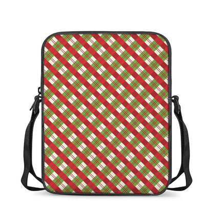 Merry Christmas Plaid Pattern Print Rectangular Crossbody Bag