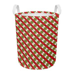 Merry Christmas Plaid Pattern Print Round Laundry Basket