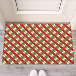Merry Christmas Plaid Pattern Print Rubber Doormat