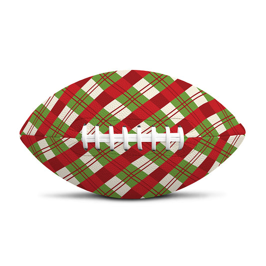 Merry Christmas Plaid Pattern Print Rugby Ball