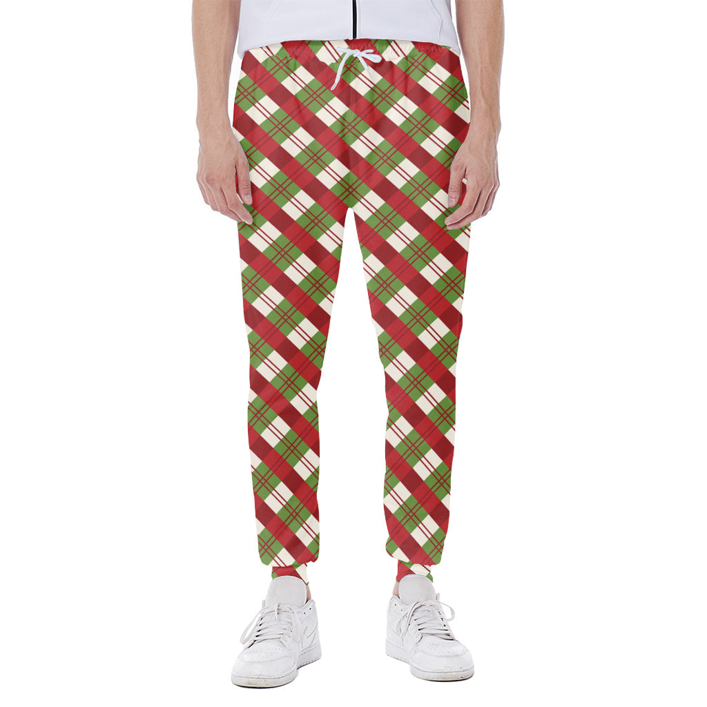 Merry Christmas Plaid Pattern Print Scuba Joggers