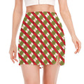 Merry Christmas Plaid Pattern Print Side Slit Mini Skirt