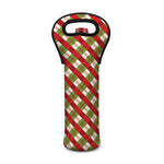 Merry Christmas Plaid Pattern Print Single Neoprene Wine Tote