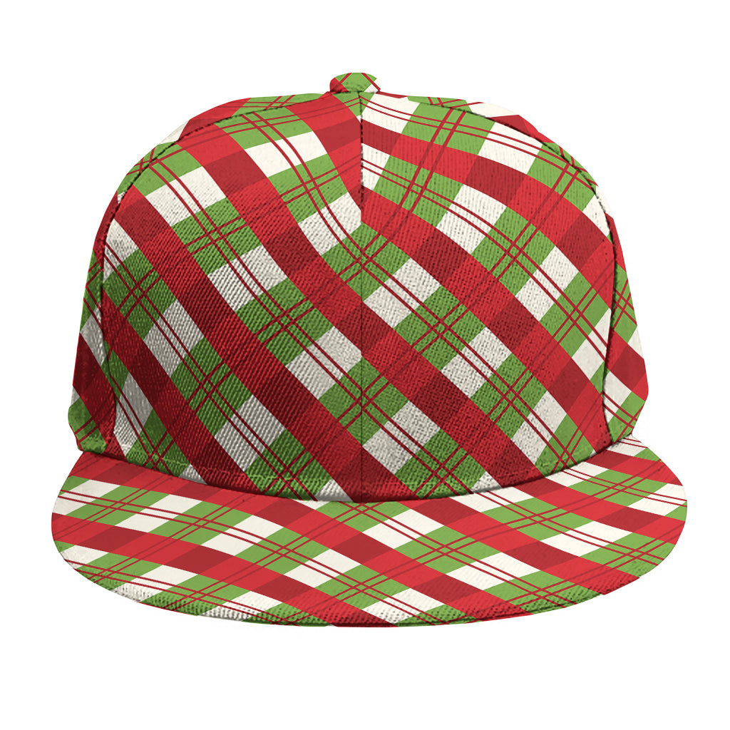 Merry Christmas Plaid Pattern Print Snapback Cap