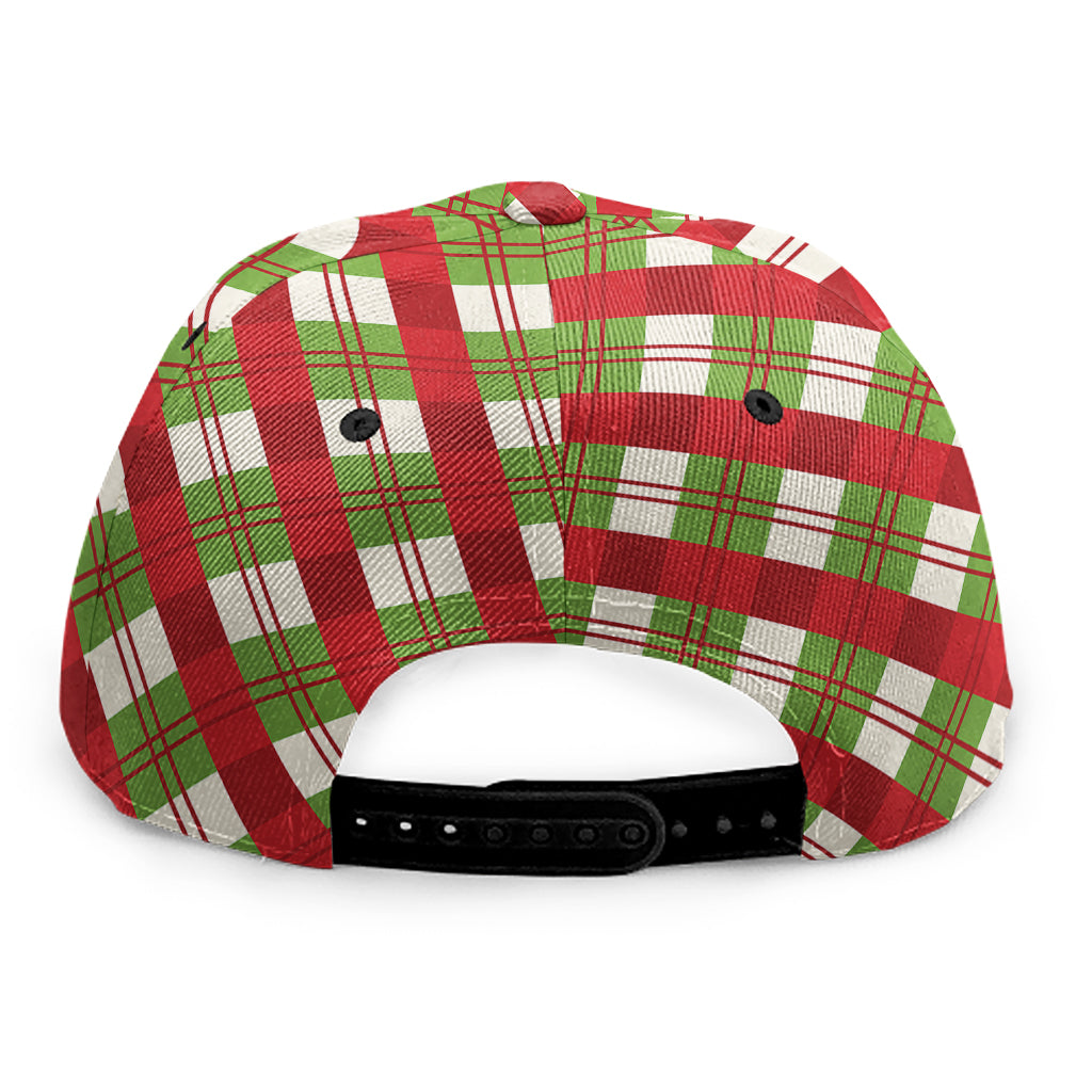 Merry Christmas Plaid Pattern Print Snapback Cap