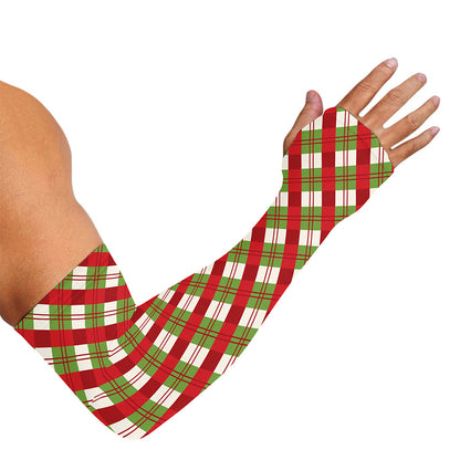 Merry Christmas Plaid Pattern Print Sun Protection Arm Sleeves