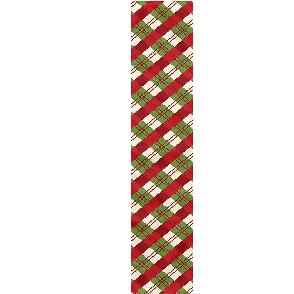 Merry Christmas Plaid Pattern Print Table Runner