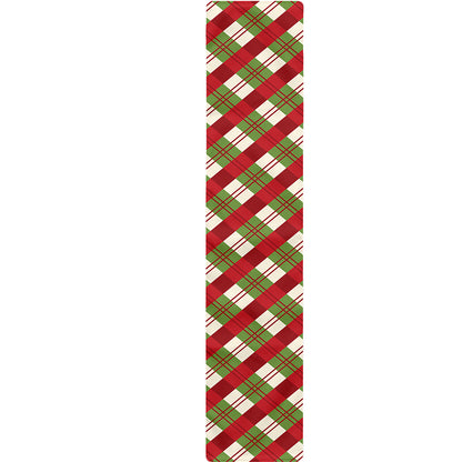 Merry Christmas Plaid Pattern Print Table Runner