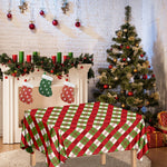 Merry Christmas Plaid Pattern Print Tablecloth