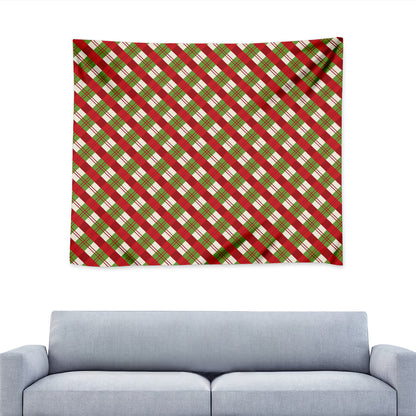 Merry Christmas Plaid Pattern Print Tapestry