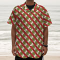 Merry Christmas Plaid Pattern Print Textured Short Sleeve Shirt