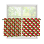 Merry Christmas Plaid Pattern Print Tier Curtains