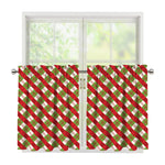 Merry Christmas Plaid Pattern Print Tier Curtains