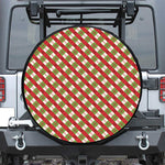 Merry Christmas Plaid Pattern Print Tire Cover