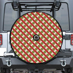Merry Christmas Plaid Pattern Print Tire Cover With Camera Hole