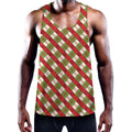 Merry Christmas Plaid Pattern Print Men's Workout Tank Top