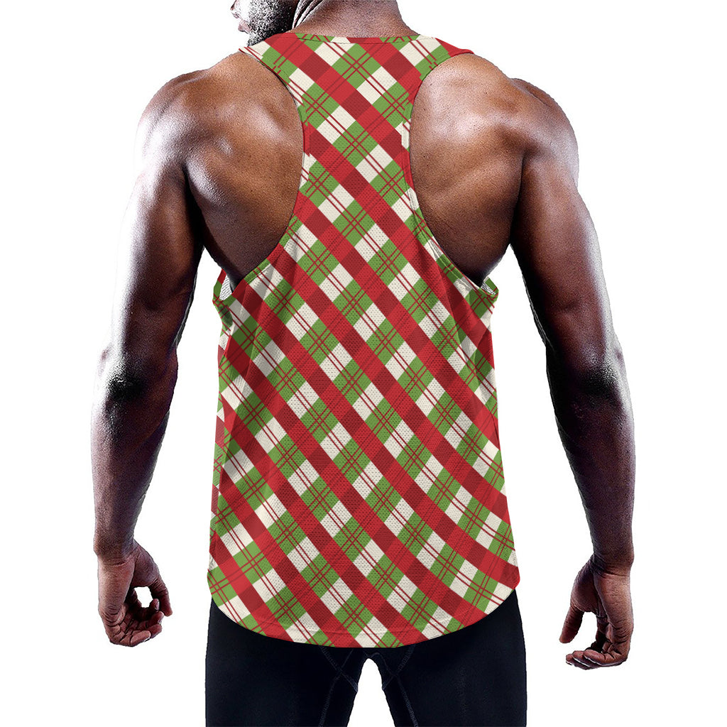 Merry Christmas Plaid Pattern Print Training Tank Top