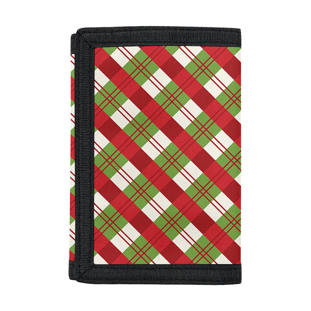 Merry Christmas Plaid Pattern Print Trifold Wallet