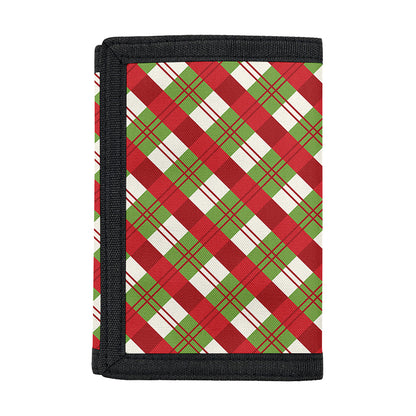 Merry Christmas Plaid Pattern Print Trifold Wallet