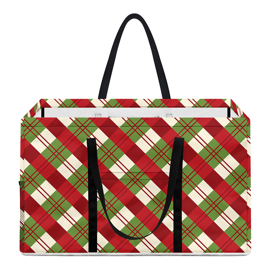 Merry Christmas Plaid Pattern Print Utility Tote Bag