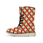 Merry Christmas Plaid Pattern Print Winter Boots