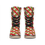 Merry Christmas Plaid Pattern Print Winter Boots