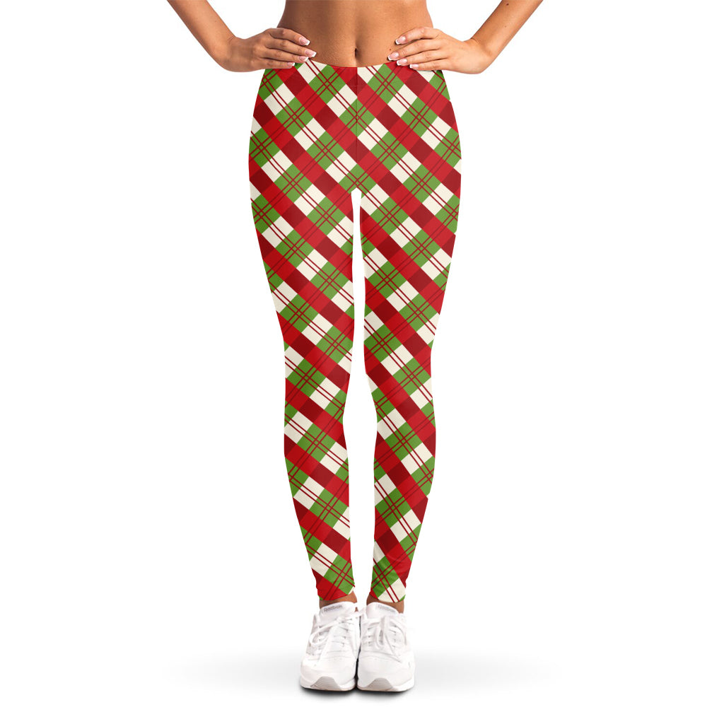 Merry Christmas Plaid Pattern Print Women's Leggings