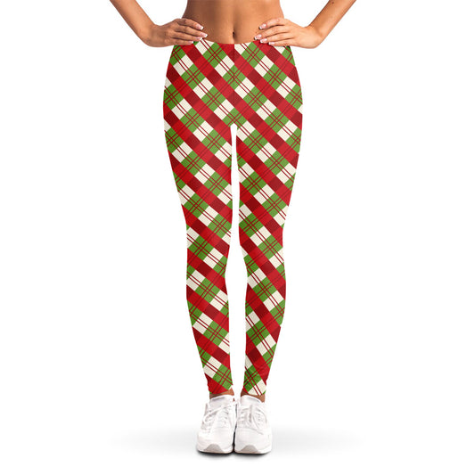 Merry Christmas Plaid Pattern Print Women's Leggings