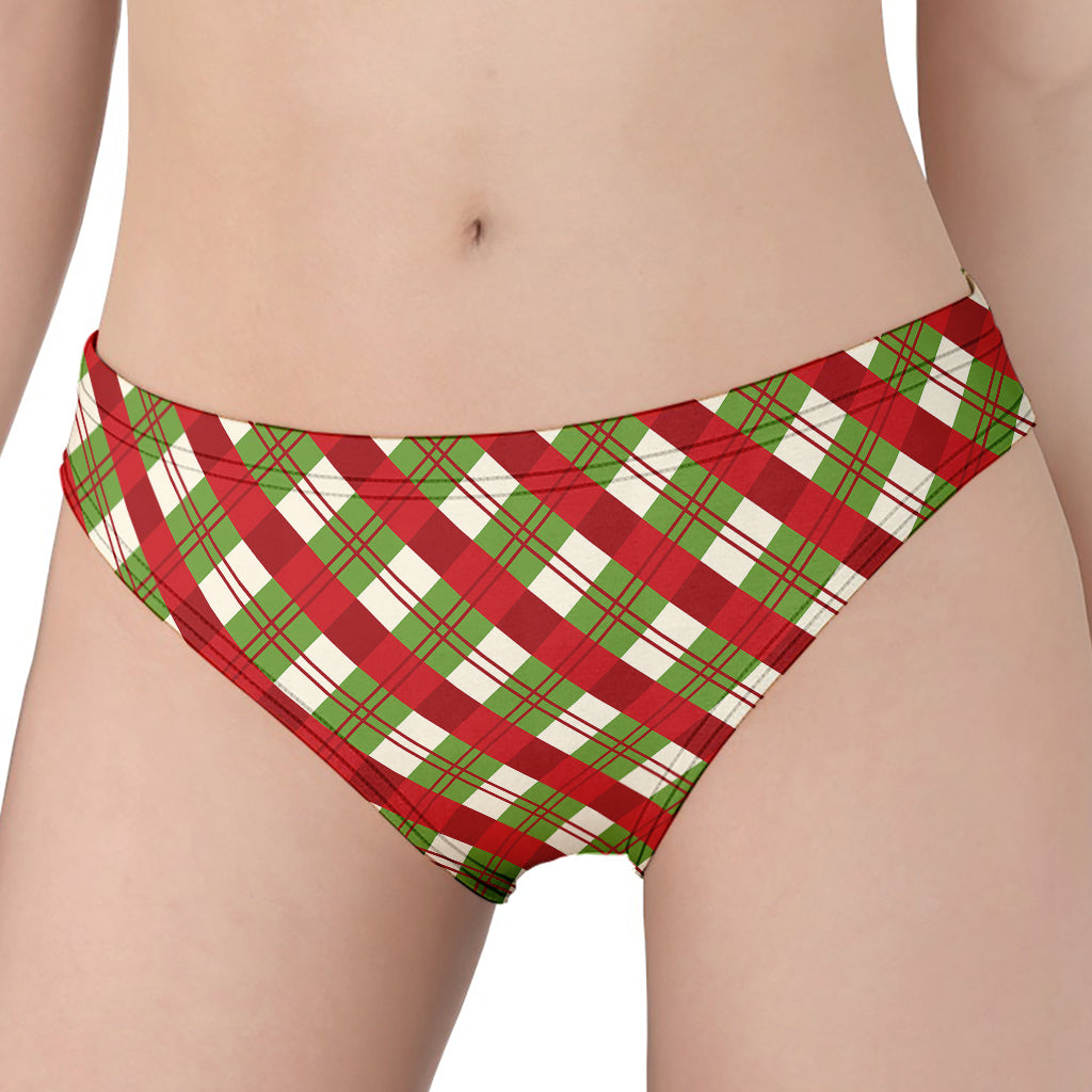 Merry Christmas Plaid Pattern Print Women's Panties