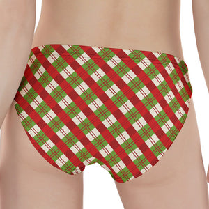 Merry Christmas Plaid Pattern Print Women's Panties