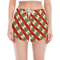 Merry Christmas Plaid Pattern Print Women's Split Running Shorts