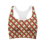 Merry Christmas Plaid Pattern Print Women's Sports Bra