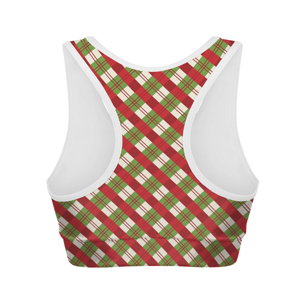 Merry Christmas Plaid Pattern Print Women's Sports Bra